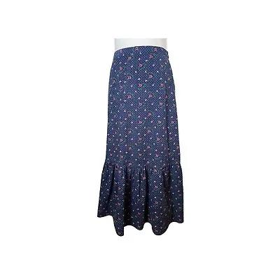Laura Ashley Archive Needlecord Tiered Blue Cord Midi Skirt Floral Cotton 8 10 • £29.99