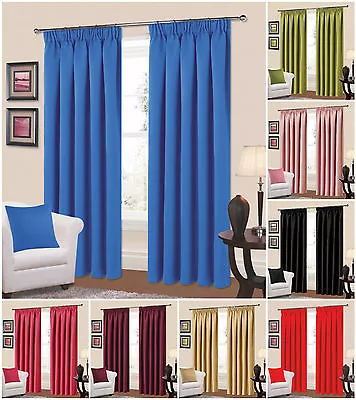 Thermal Blackout Curtains Pencil Pleat Light Reducing Ready Made Thermal Curtain • £13.40