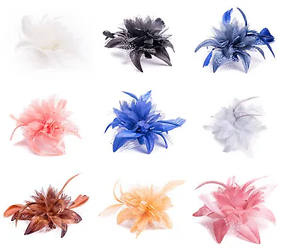 £4.99 • Buy Flower Feather Comb Fascinator Wedding Races Proms Bridal Hair Accessory