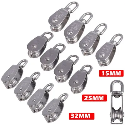 4pcs Heavy Duty Stainless Steel Single Wheel Swivel Lifting Rope Pulley Block UK • £8.99