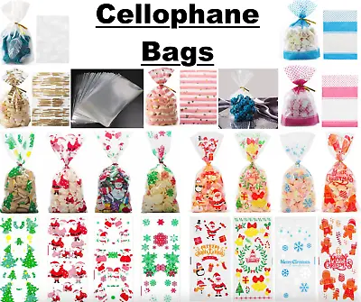 Cellophane Christmas Halloween Hearts Snowflake Valentines Party Gift Sweet Bags • £2.99