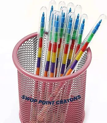 12 X Swop Point Crayons: Assorted Colouring Pencils For Party Bag Fillers • £6.99