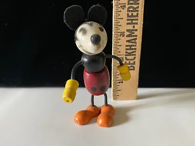 Vintage 1930s Wooden Mickey Mouse Figure Approx 4  Tall - Condition As Shown • $175