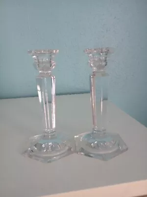 Mikasa Crystal Hyde Park Candle Holders Candlesticks 7 Inch (Pair) • $15