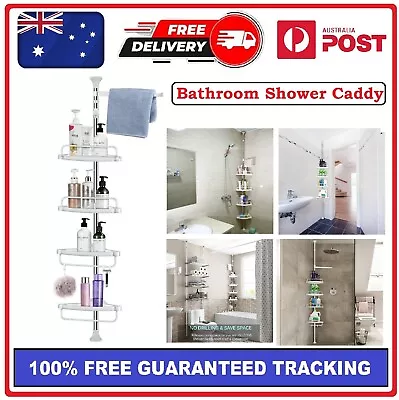 4 Tier Luxury Telescopic Spring Portable Bathroom Shower Caddy Corner Shelf AU • $28.99