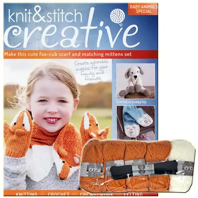£8.99 • Buy Knit And Stitch Fox Cub Scarf & Mittens Baby Animals Special Creative Magazine