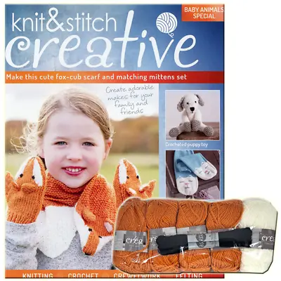 Knit And Stitch Fox Cub Scarf & Mittens Baby Animals Special Creative Magazine • £8.99