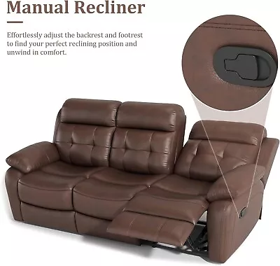 Genuine Leather Manual Reclining Sofafor Living RoomRecreation Room3-Seater • $1000