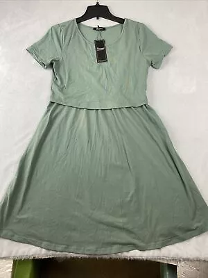 Quinee Women's Sea Foam Green SS Summer Maternity Nursing  Dress Size M NWT READ • $16.99