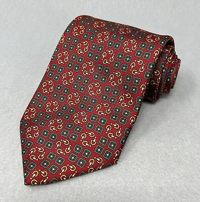 Vintage St Michael From Marks & Spencer Silk Red Chain And Square Patterned Tie • $5.93
