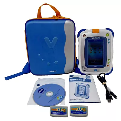 Vtech InnoTab 2 Learning System & 2 Cartridges USB Cable CD ROM & Backpack Case • $34.95