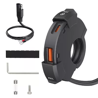 Motorcycle QC 3.0 Dual USB Charger Adapter Handlebar For Phone Tablet Camera GPS • $22.85