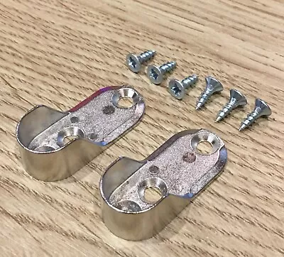 2pk Oval Wardrobe Rail Support Hanging End Brackets With FREE Screws 15 X 30mm • £3.85