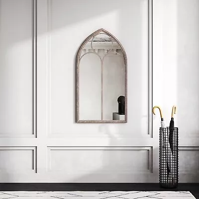 Gothic Arch Window Mirror 110cm Metal Frame Home Wall Modern Living Hallway Deco • £74.95