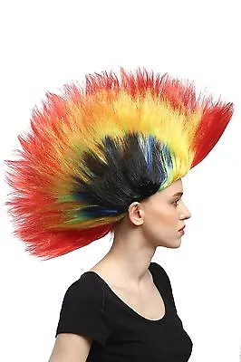 $10.40 • Buy Wig Colorful Iro 80er Wave Punk Glam Mohawk Red Yellow Green Blue Black DH1159