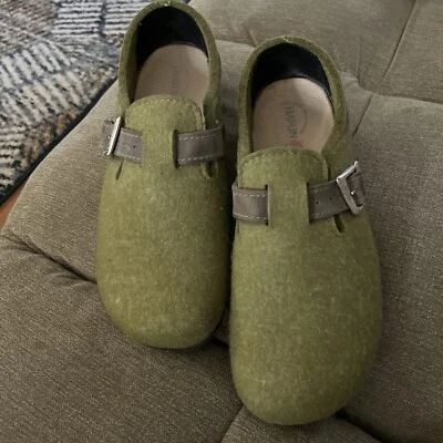 HAFLINGER  Olive Green Khaki Clog Wool Slip-On Germany Size 38. (US 7.5) • £42.53