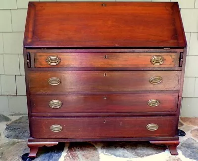 American Walnut Slant Front Secretary Desk Circa 1840 Virginia  • $595