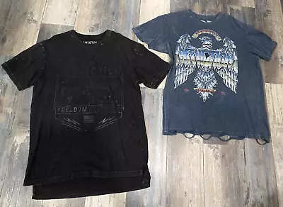 AFFLICTION Shirt Lot Of 2 X-Large Y2K World Tour Freedom Defender Fraying Eagle • $50