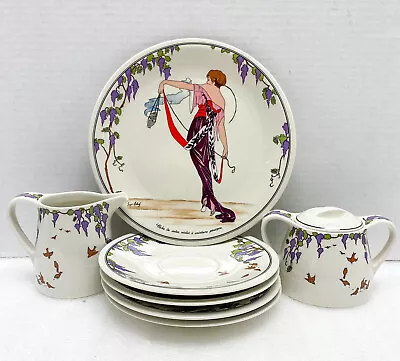 Villeroy & Boch Design 1900 Salad Plate N.6 8”Creamer & Sugar 4 Saucers Dishes • $44.99