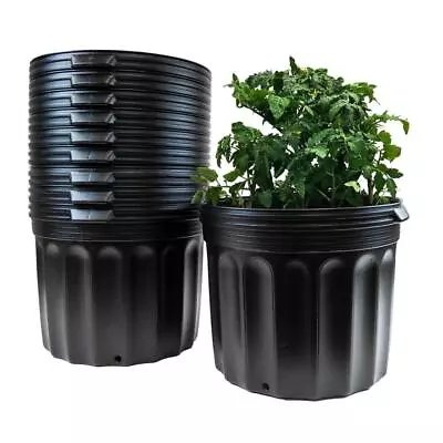 Viagrow 5 Gal. Large Plastic Nursery Pots Container Garden Planter 12-Pack Black • $84.81