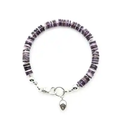 6mm Purple Wampum Quahog Heishi Beaded Bracelet Narraganset Shell Jewelry • $168