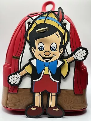 NEW LOUNGEFLY X Disney Pinocchio Marionette Mini Backpack SALE CUTE WDBK2238 • $128.99