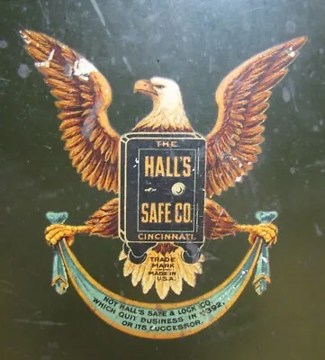 $295 • Buy HALL'S SAFE Co CINCINNATI USA Pat1906 EAGLE Antique Steel Panel Part Sign Ad