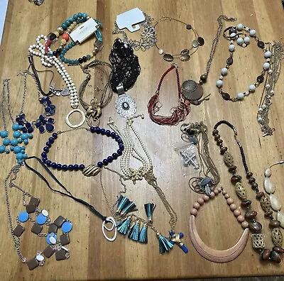 Lot Of 24 Necklaces  Costume Chunky Jewelry Rhinestones  Beads Statement Pieces • $25