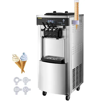 VEVOR 3-Flavor Commercial Soft Serve Ice Cream Maker 20-28L/H Stainless Steel • $1363.99