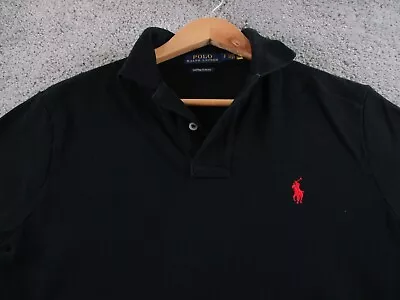 Polo Ralph Lauren Polo Top Small Short Sleeve Collared Black Slim Fit Cotton • $29.99