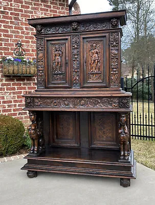 Antique French Cabinet Sideboard Buffet Bookcase Bar Liquor Cabinet Walnut 18C • $5800