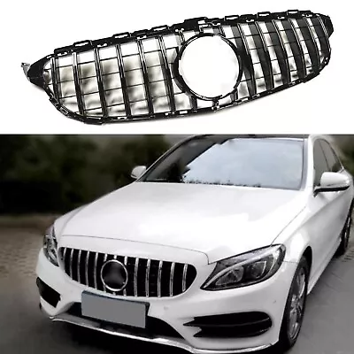 GTR Silver Front Grille For Mercedes Benz C Class W205 C250 C350 C43 2014-2018 A • $114.08