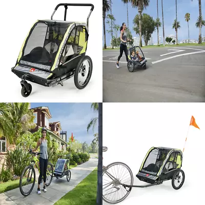 Bicycle Bike Trailer Stroller 2 Child Carrier Running Cart Coupler Kids Jogging • $214.19