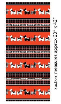 Dottie For Scottie Fabric Cotton Benartex Kanvas Dog Stripe Retro  By The Yard  • $9.99