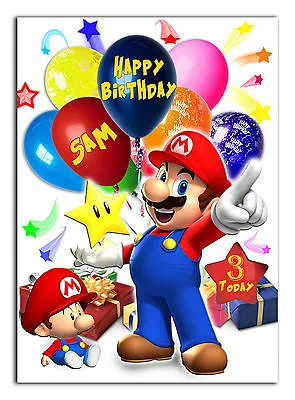 C357; Large Personalised Birthday Card; Custom Made For Any Name; Mario • £3.99
