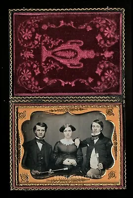 Daguerreotype Wealthy Siblings And/or Brother & Sister Husband Walking Sticks • $892.49