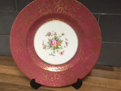 Minton Brocade Cabinet Plate - Floral With Gilded Details 10.5”  Pink / Gold • £12