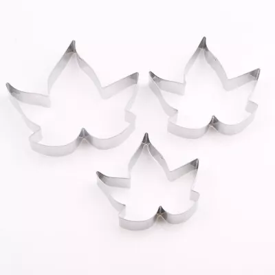  3pcs Maple Leaf Stainless Steel Fondant Cookie Cutter Set Fruit Cake Molds • $10.18