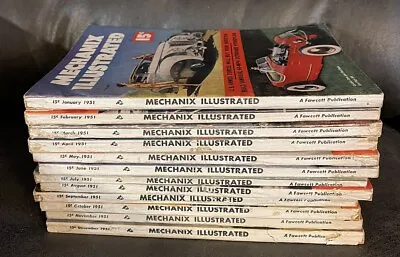Lot Of 12 Mechanix Illustrated Magazines Full Year 1951 • $14.99