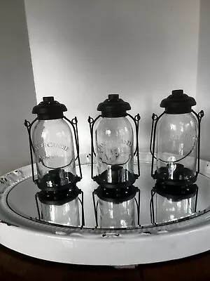 Set Of 3 Yankee Candle Tea Light Glass Mason Jars Lantern Black Hanging • $59.99