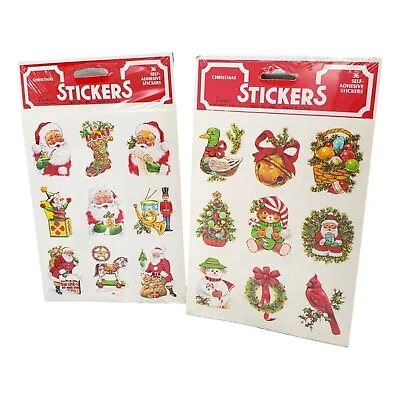 Vintage Stickers EUREKA Christmas Stickers 2-Packs Santa Tree Sheets Tree Bell • $14.99