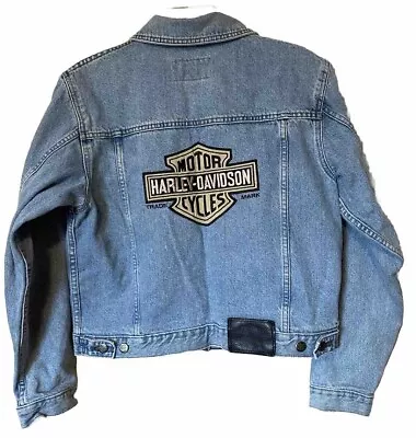 VTG Harley Davidson Women’s Blue Denim Jean Jacket Size Medium Embroidered Logo • $72