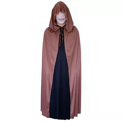 Brown Cloak With Large Hood ~ HALLOWEEN WIZARD MEDIEVAL RENAISSANCE COSTUME CAPE • $17.95