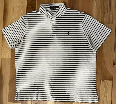 Polo Ralph Lauren Short Sleeve Polo Shirt White And Blue XL (F-24) • $8