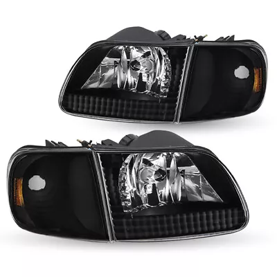 For 1997-2003 Ford F150 Expedition 97-03 Black Headlights+Corner Signal Lamp L+R • $61.99