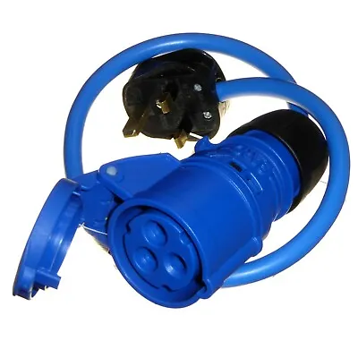 13A To 16A Fly Lead - Plug - Coupler - Appliance Socket - 16 Amp 3 Pin 230V Blue • £9.99