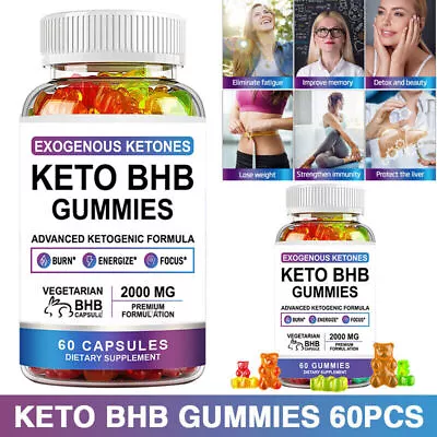 2Pc Advanced 60 Keto BHB Gummies For Weight Loss Fat Burner Improve Immunity -UK • £9.99