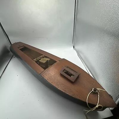 Vintage Wooden Wind Up Boat Works 31.5” • $0.99