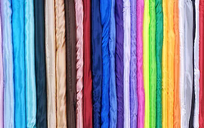 SILKY SATIN FABRIC Per METRE Plain Dress & Craft Material 150cm Wide 28 Colours • £3.10