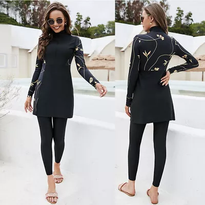 Muslim Women Swimwear Full Cover Swimsuit Arab Burkini Islam Swim Costume UK • £15.97